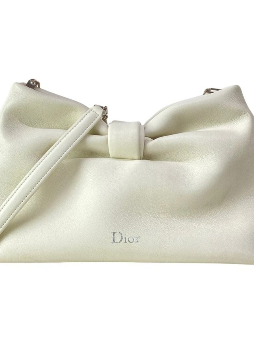 DIOR/ChristianDior Dior Bow Bag Small Cream Lambskin Shoulder Bag